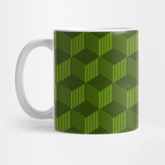 Greeen geometric cube pattern design Triad color design. Ideal for stamps and clothes stamps by Drumsartco